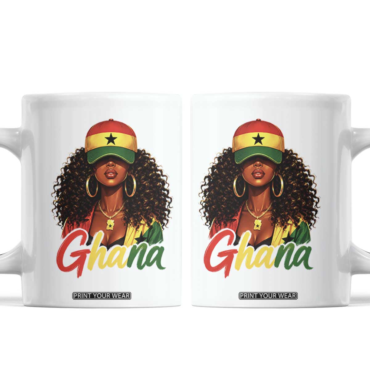 Ghanaian Princess Ghana Flag Melanin Coffee Mug Black Girls TS10 White Print Your Wear