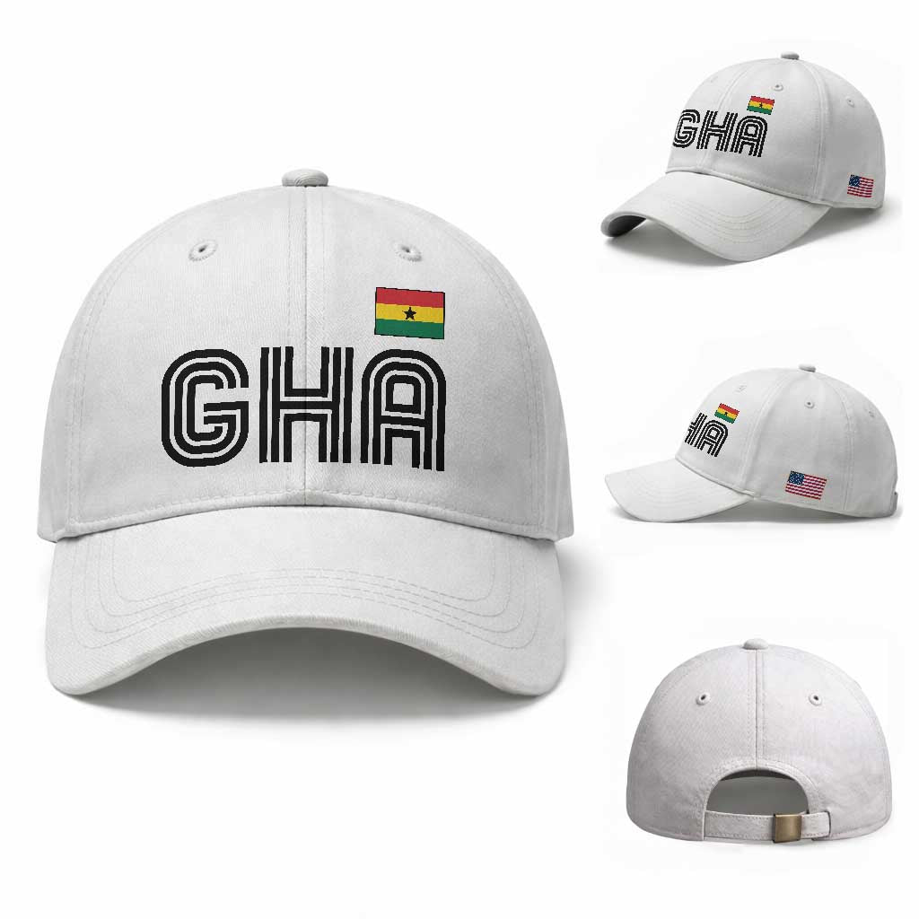 Proud Ghanaian Baseball Cap Minimalist Ghana Typography Design Ghana Flag TS10 Baseball Cap Universal Fit White Print Your Wear