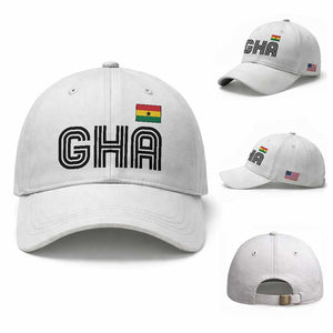 Proud Ghanaian Baseball Cap Minimalist Ghana Typography Design Ghana Flag TS10 Baseball Cap Universal Fit White Print Your Wear