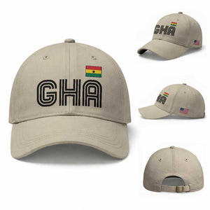 Proud Ghanaian Baseball Cap Minimalist Ghana Typography Design Ghana Flag TS10 Baseball Cap Universal Fit Beige Print Your Wear