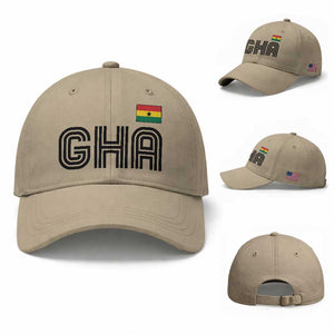Proud Ghanaian Baseball Cap Minimalist Ghana Typography Design Ghana Flag TS10 Baseball Cap Universal Fit Khaki Print Your Wear