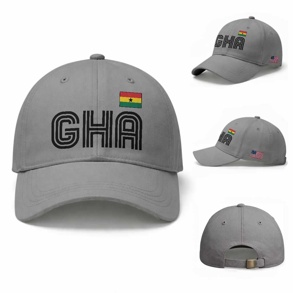 Proud Ghanaian Baseball Cap Minimalist Ghana Typography Design Ghana Flag TS10 Baseball Cap Universal Fit Sport Gray Print Your Wear