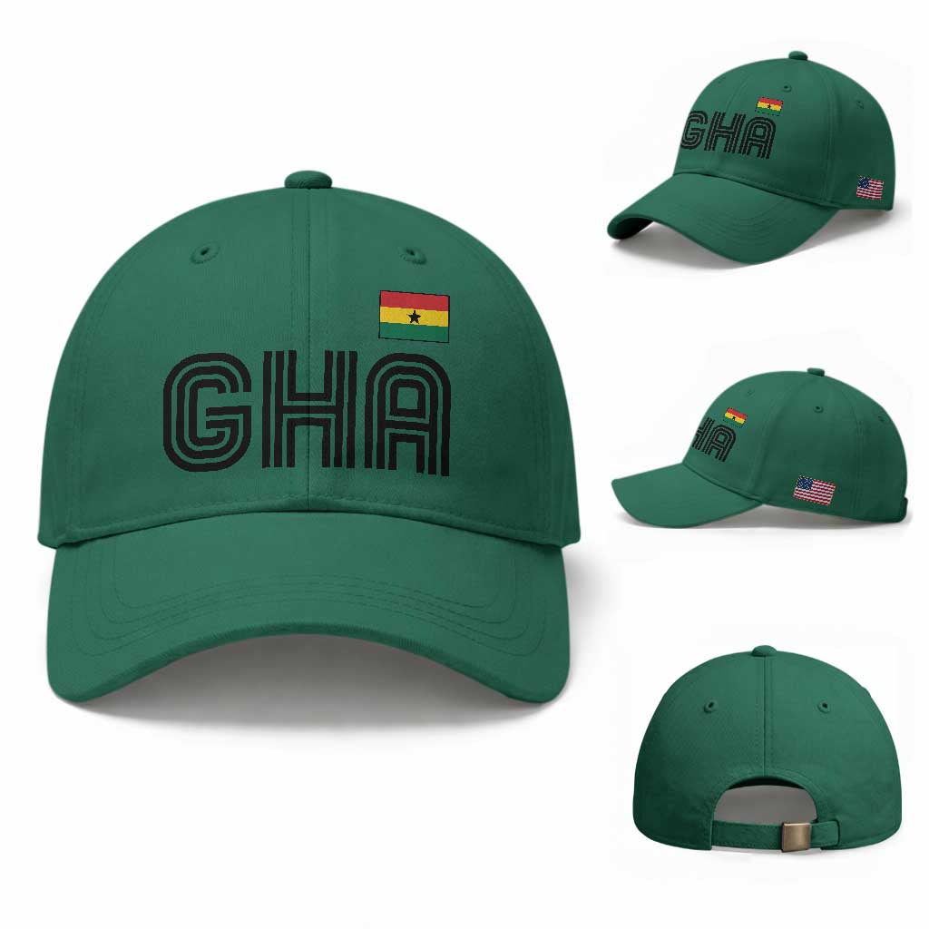 Proud Ghanaian Baseball Cap Minimalist Ghana Typography Design Ghana Flag TS10 Baseball Cap Universal Fit Irish Green Print Your Wear