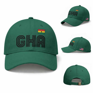 Proud Ghanaian Baseball Cap Minimalist Ghana Typography Design Ghana Flag TS10 Baseball Cap Universal Fit Irish Green Print Your Wear