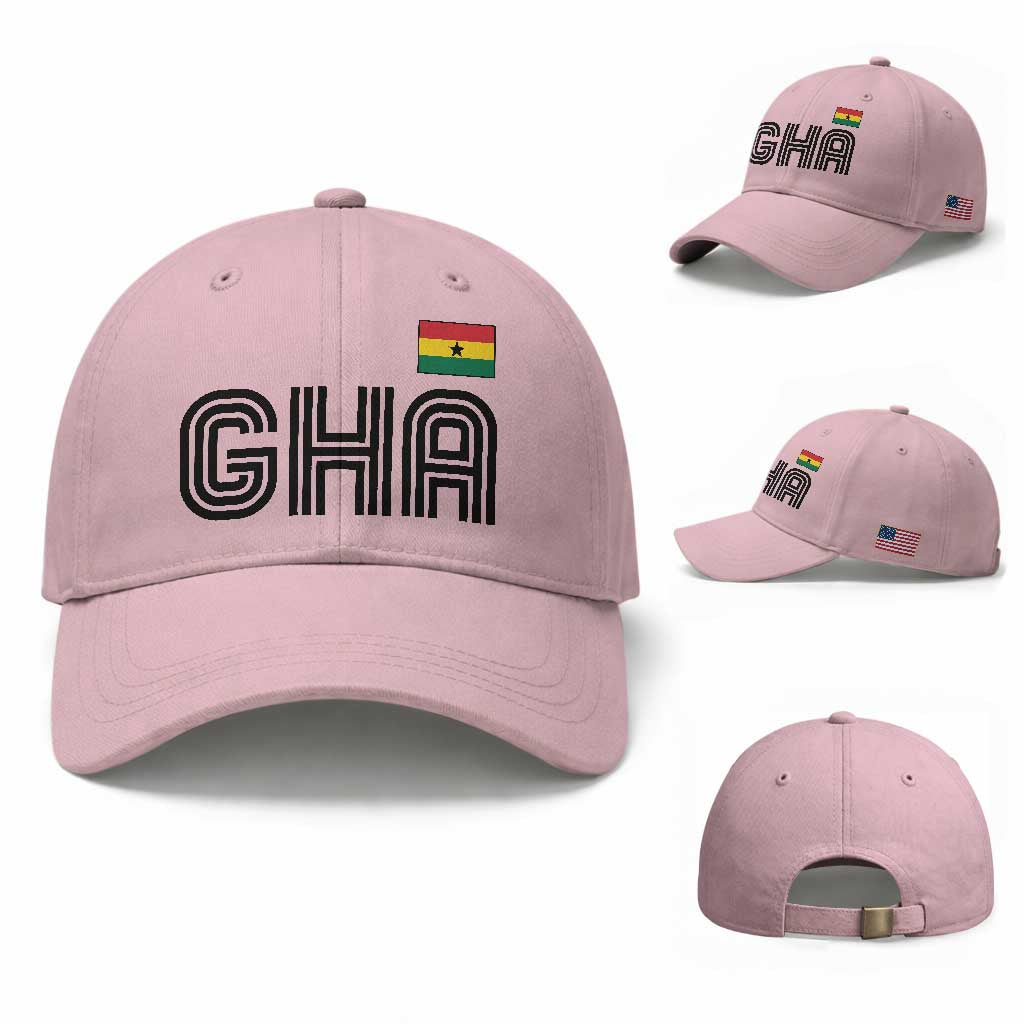 Proud Ghanaian Baseball Cap Minimalist Ghana Typography Design Ghana Flag TS10 Baseball Cap Universal Fit Light Pink Print Your Wear