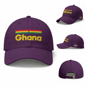 Vintage Ghana Flag Baseball Cap Proud Ghanaian Heritage African Pride TS10 Baseball Cap Universal Fit Purple Print Your Wear