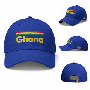 Vintage Ghana Flag Baseball Cap Proud Ghanaian Heritage African Pride TS10 Baseball Cap Universal Fit Royal Blue Print Your Wear