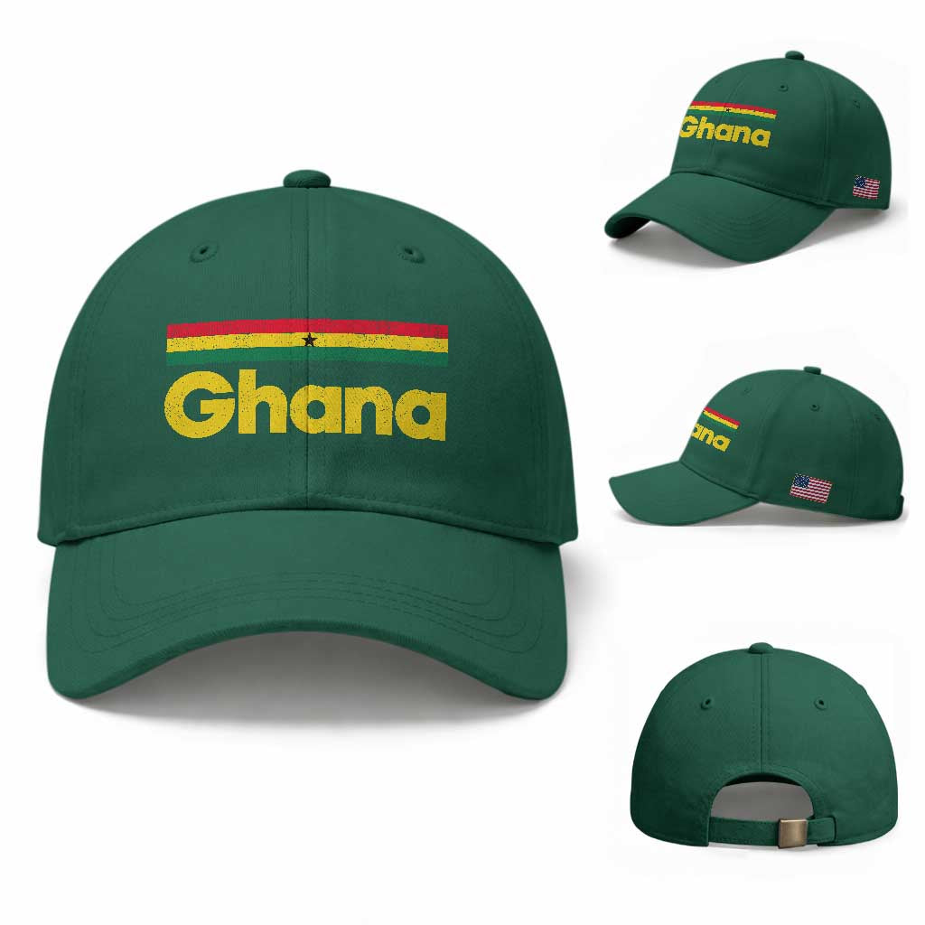 Vintage Ghana Flag Baseball Cap Proud Ghanaian Heritage African Pride TS10 Baseball Cap Universal Fit Irish Green Print Your Wear