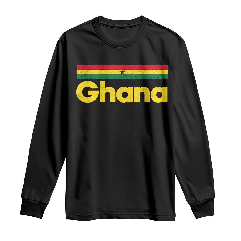 Vintage Ghana Flag Long Sleeve Shirt Proud Ghanaian Heritage African Pride TS10 Black Print Your Wear