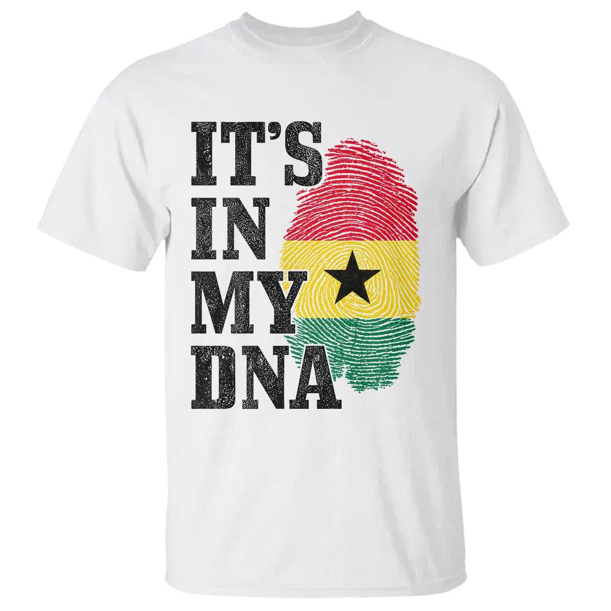 Its In My DNA Ghana T Shirt Fingerprint Flag Proud Ghanaian Heritage Ghanese Roots TS10 White Print Your Wear