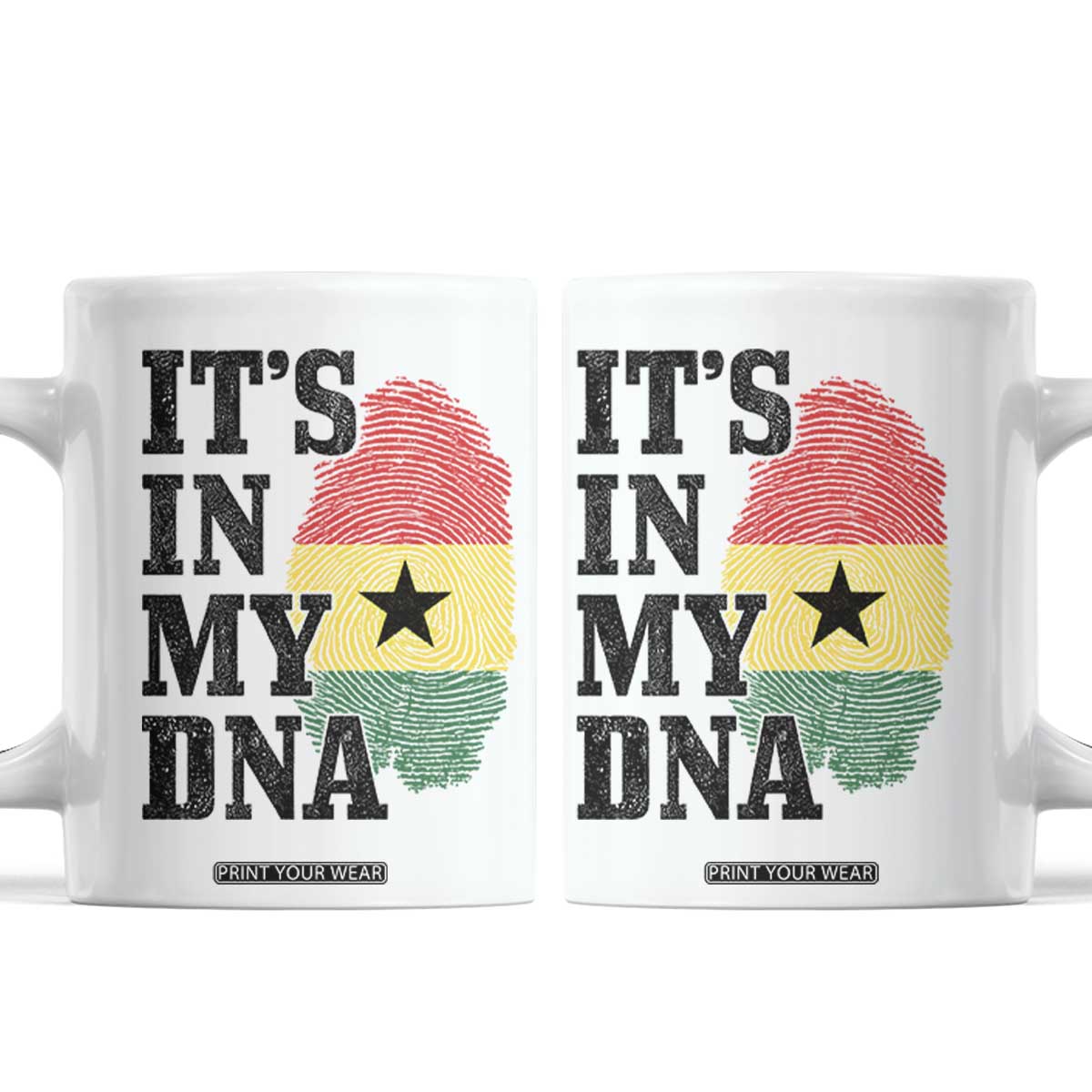 Its In My DNA Ghana Coffee Mug Fingerprint Flag Proud Ghanaian Heritage Ghanese Roots TS10 White Print Your Wear