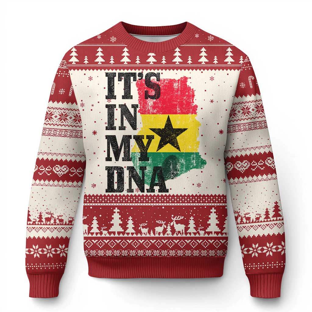 Its In My DNA Ghana Ugly Christmas Sweater Proud Ghanaian Heritage Ghanese Roots Vintage Ghana Map Flag TS10 Beige Red Print Your Wear