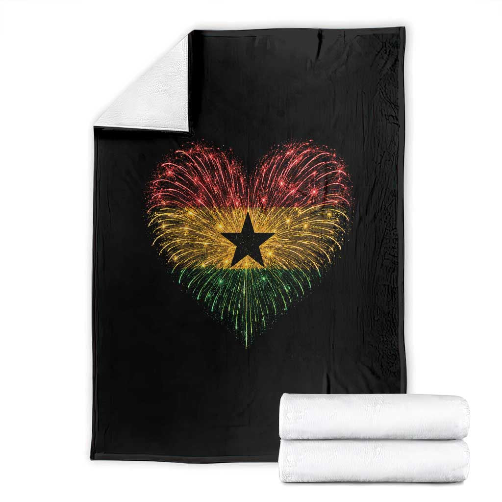 Ghana Flag Heart Ghanaian Flag Throw Blanket Heart Fireworks Patriotic Independence Day Celebration Graphic TS10 Black Print Your Wear