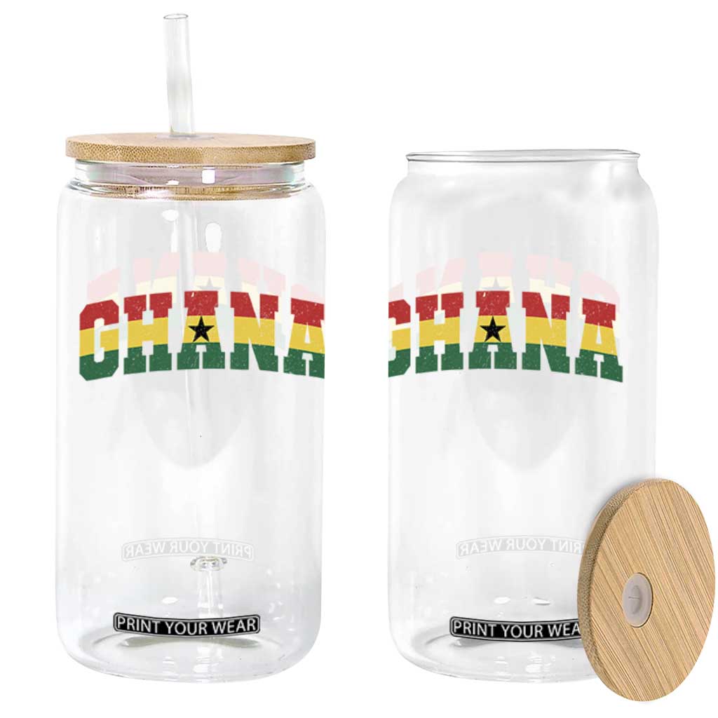 Vintage Ghana Flag Varsity Glass Can Classic Ghanaian Pride Heritage Graphic TS10 Print Your Wear