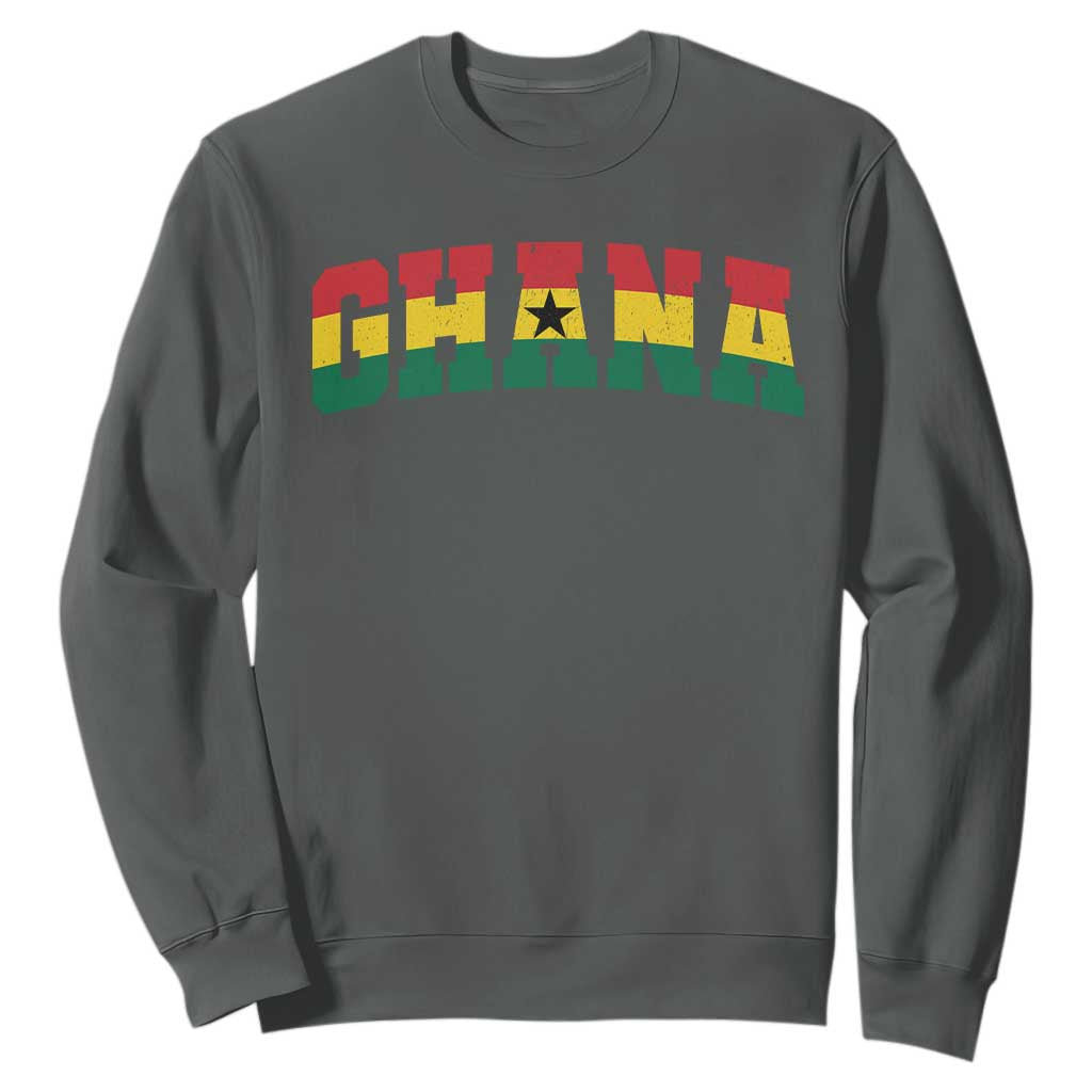 Vintage Ghana Flag Varsity Sweatshirt Classic Ghanaian Pride Heritage Graphic TS10 Dark Heather Print Your Wear
