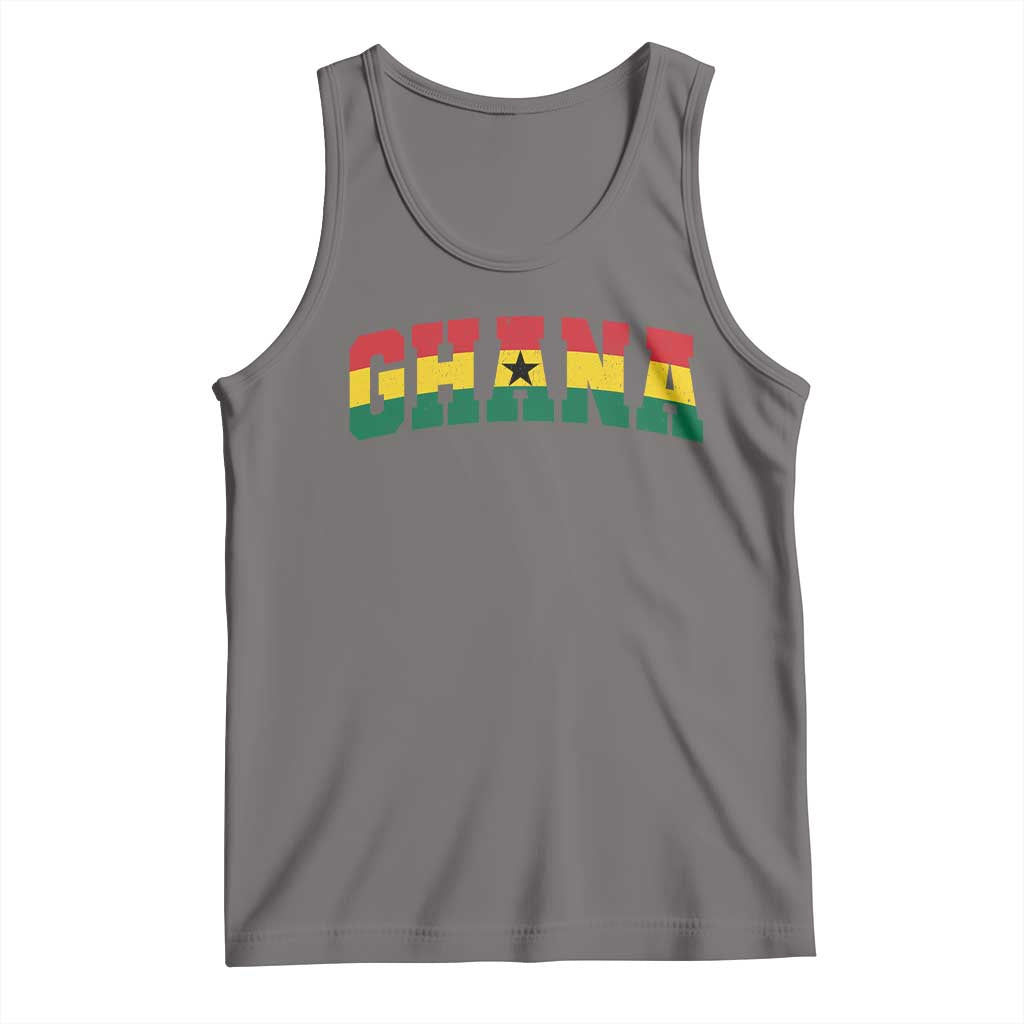 Vintage Ghana Flag Varsity Tank Top Classic Ghanaian Pride Heritage Graphic TS10 Deep Heather Print Your Wear