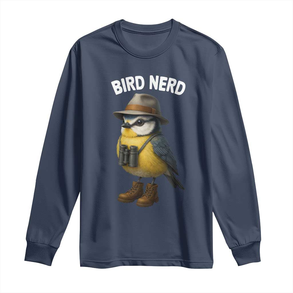 Bird Nerd Long Sleeve Shirt Funny Birding Bird Lover Watcher Twitcher TS10 Navy Print Your Wear