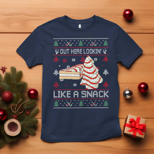 Debbies Christmas Tree Cake T Shirt Out Here Lookin Like A Snack TS10 Navy Print Your Wear