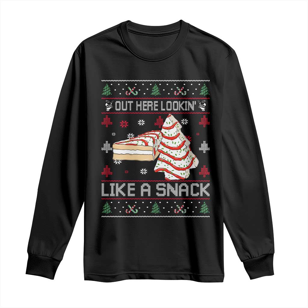 Debbies Christmas Tree Cake Long Sleeve Shirt Out Here Lookin Like A Snack TS10 Black Print Your Wear