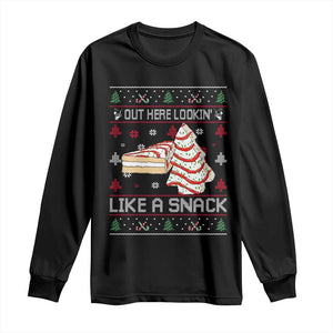 Debbies Christmas Tree Cake Long Sleeve Shirt Out Here Lookin Like A Snack TS10 Black Print Your Wear