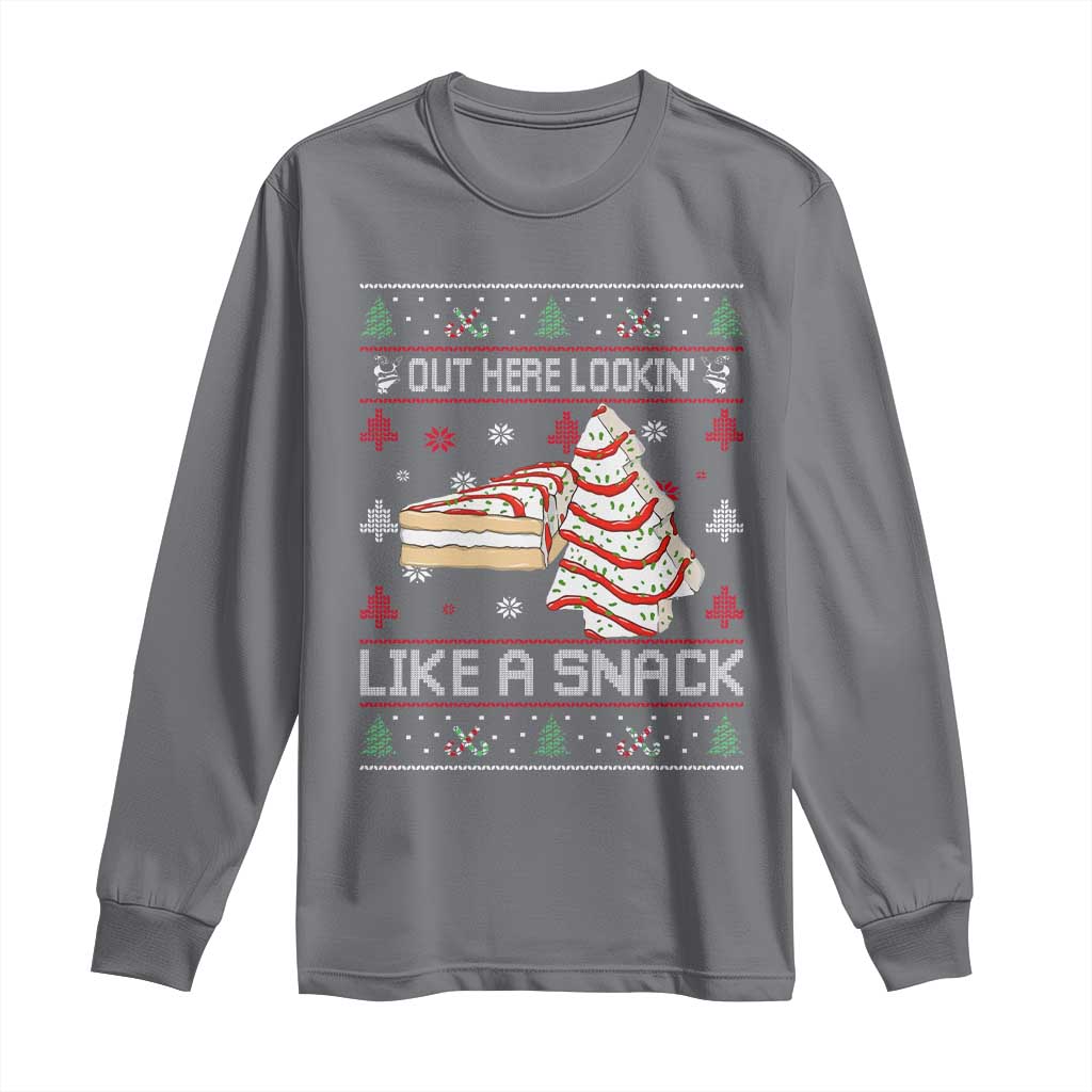 Debbies Christmas Tree Cake Long Sleeve Shirt Out Here Lookin Like A Snack TS10 Charcoal Print Your Wear