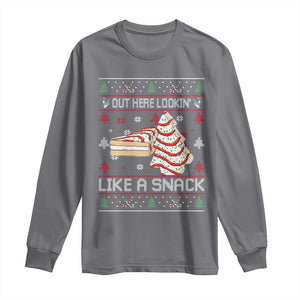 Debbies Christmas Tree Cake Long Sleeve Shirt Out Here Lookin Like A Snack TS10 Charcoal Print Your Wear