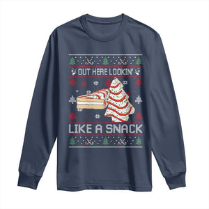 Debbies Christmas Tree Cake Long Sleeve Shirt Out Here Lookin Like A Snack TS10 Navy Print Your Wear