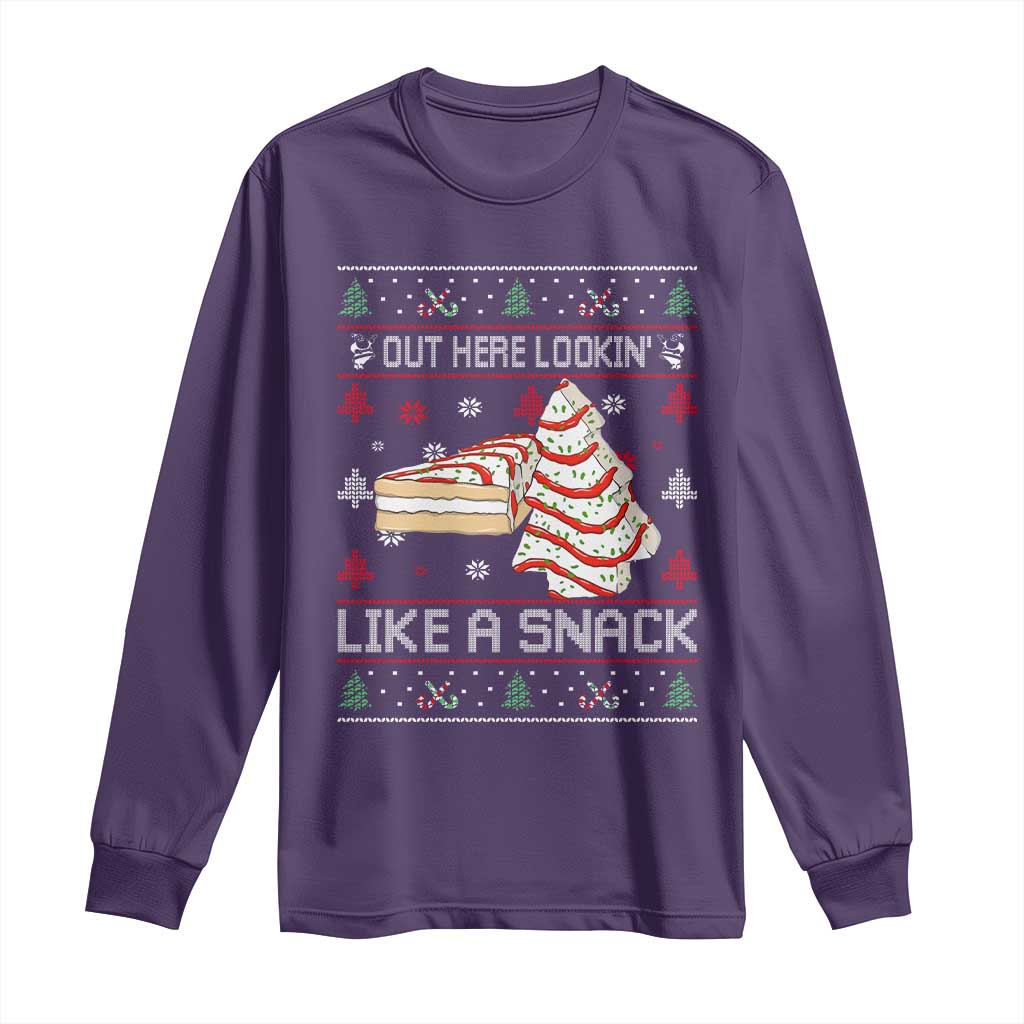 Debbies Christmas Tree Cake Long Sleeve Shirt Out Here Lookin Like A Snack TS10 Purple Print Your Wear