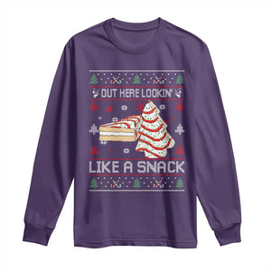 Debbies Christmas Tree Cake Long Sleeve Shirt Out Here Lookin Like A Snack TS10 Purple Print Your Wear