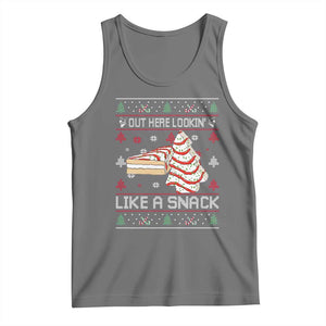 Debbies Christmas Tree Cake Tank Top Out Here Lookin Like A Snack TS10 Black Heather Print Your Wear