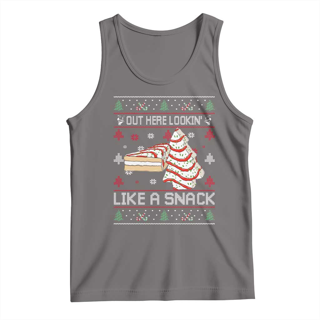 Debbies Christmas Tree Cake Tank Top Out Here Lookin Like A Snack TS10 Deep Heather Print Your Wear