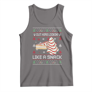 Debbies Christmas Tree Cake Tank Top Out Here Lookin Like A Snack TS10 Deep Heather Print Your Wear
