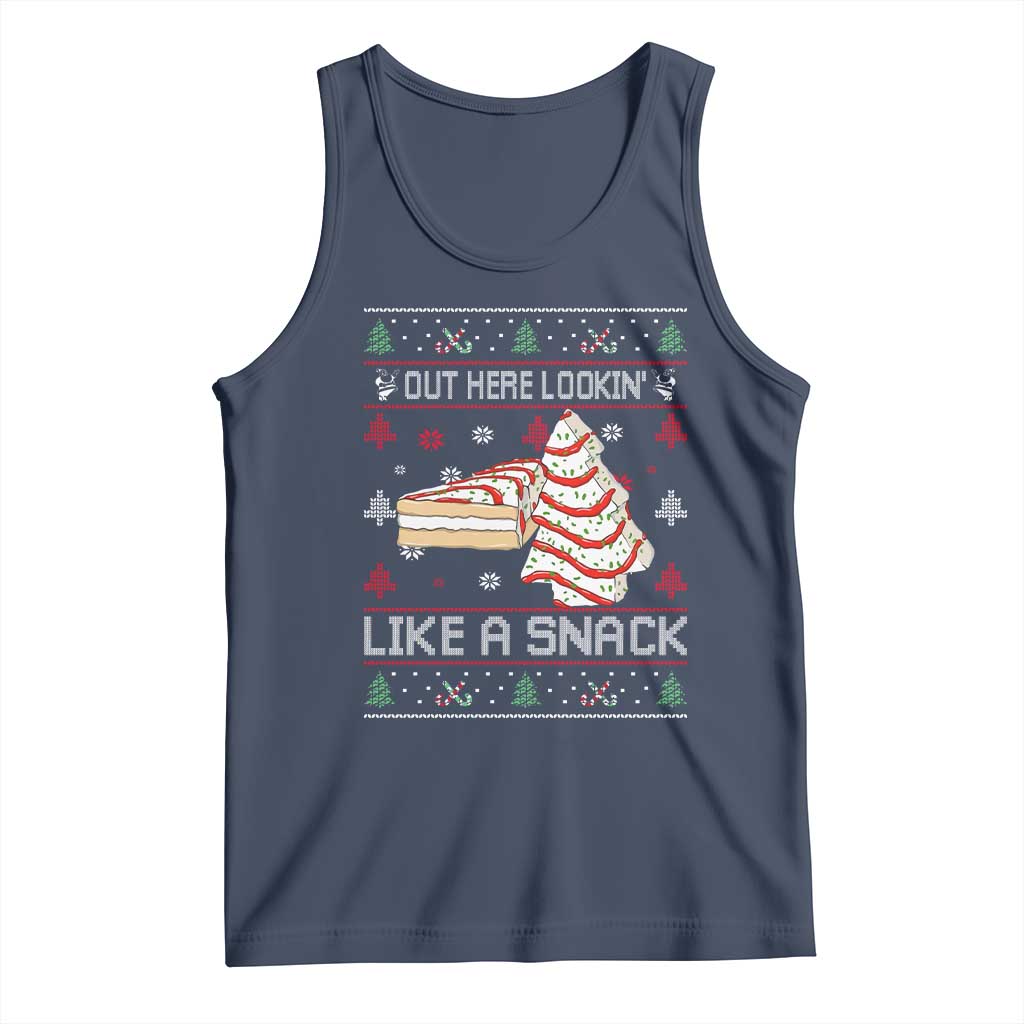 Debbies Christmas Tree Cake Tank Top Out Here Lookin Like A Snack TS10 Navy Print Your Wear