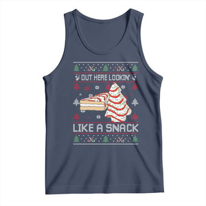 Debbies Christmas Tree Cake Tank Top Out Here Lookin Like A Snack TS10 Navy Print Your Wear