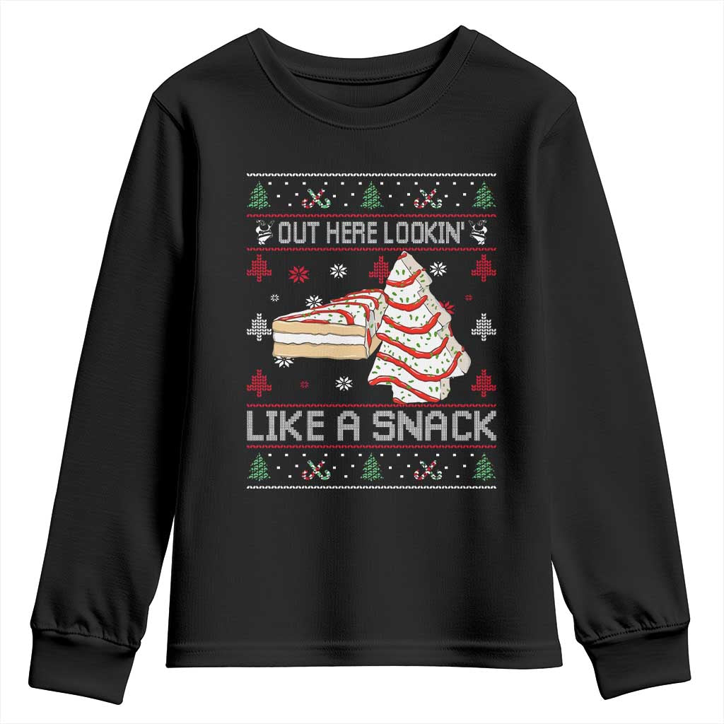 Debbies Christmas Tree Cake Youth Sweatshirt Out Here Lookin Like A Snack TS10 Black Print Your Wear