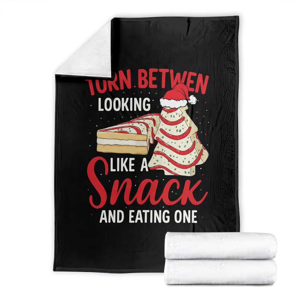 Torn Between Looking Like A Snack Or Eating One Christmas Throw Blanket Debbies Tree Cake TS10 Black Print Your Wear