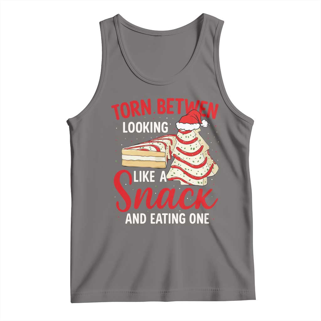 Torn Between Looking Like A Snack Or Eating One Christmas Tank Top Debbies Tree Cake TS10 Deep Heather Print Your Wear