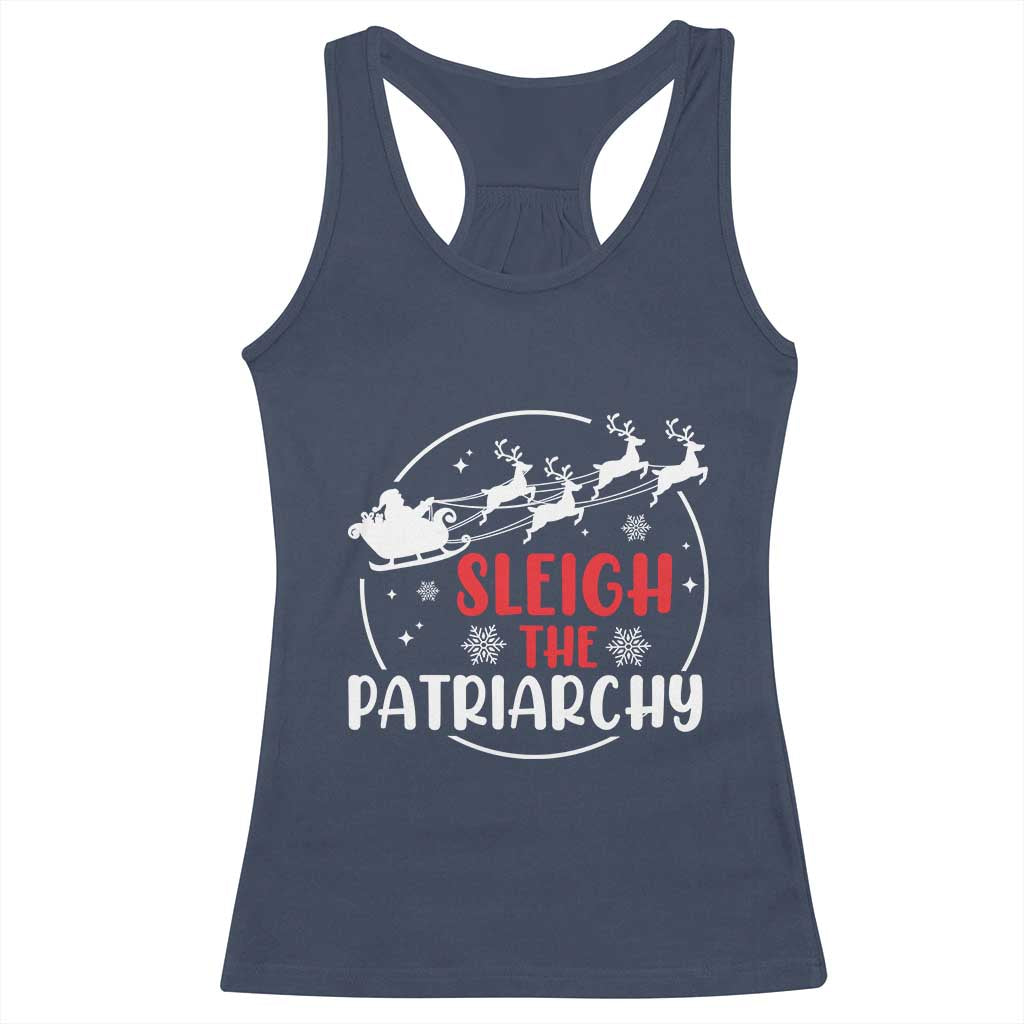 Sleigh The Patriarchy Racerback Tank Top Feminist Christmas Womens Rights TS10 Navy Print Your Wear