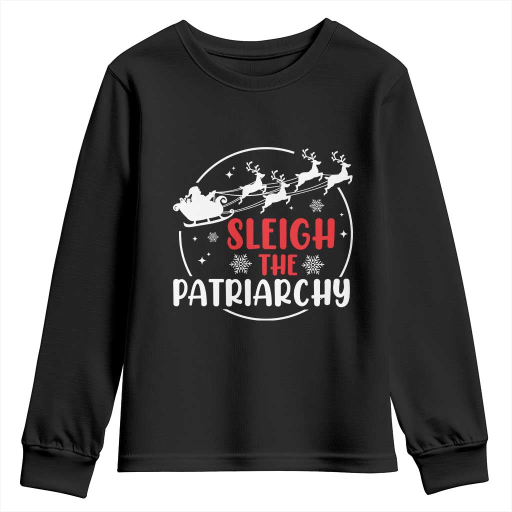Sleigh The Patriarchy Youth Sweatshirt Feminist Christmas Womens Rights TS10 Black Print Your Wear