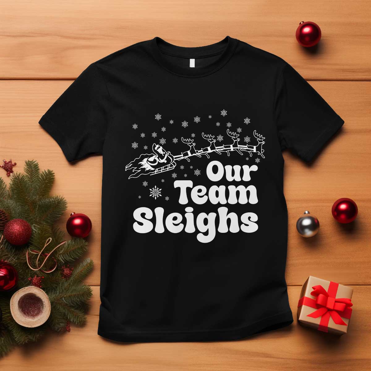 Our Team Sleighs Christmas Matching Group T Shirt Office Team TS10 Black Print Your Wear