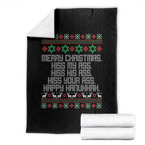 Merry Christmas Kiss My Ass Happy Hanukkah Throw Blanket TS10 Black Print Your Wear