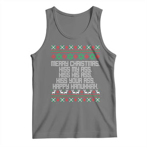 Merry Christmas Kiss My Ass Happy Hanukkah Tank Top TS10 Black Heather Print Your Wear