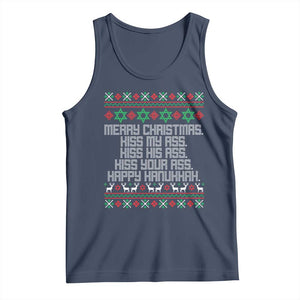 Merry Christmas Kiss My Ass Happy Hanukkah Tank Top TS10 Navy Print Your Wear