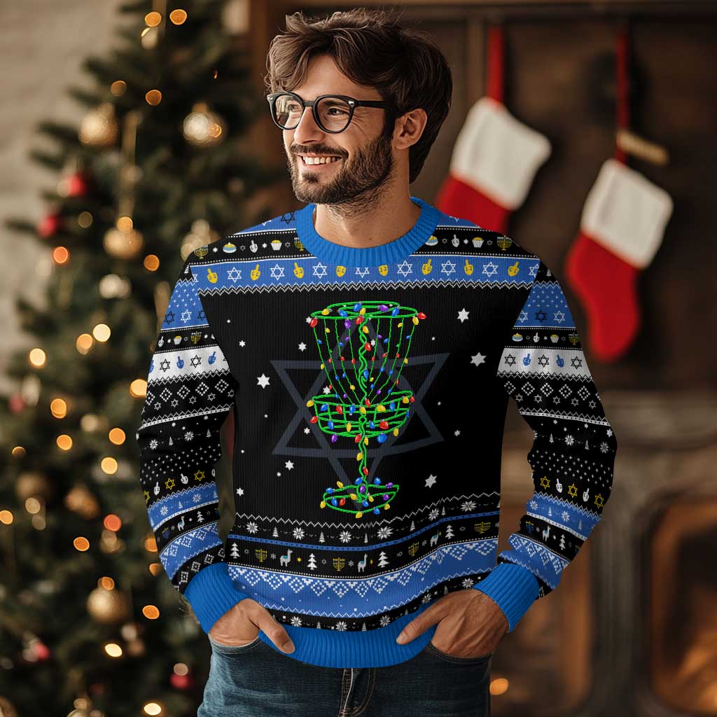 Christmas Disc Golf Basket Hanukkah Ugly Sweater Frisbee Golfer Xmas Gift TS10 Black Blue Print Your Wear