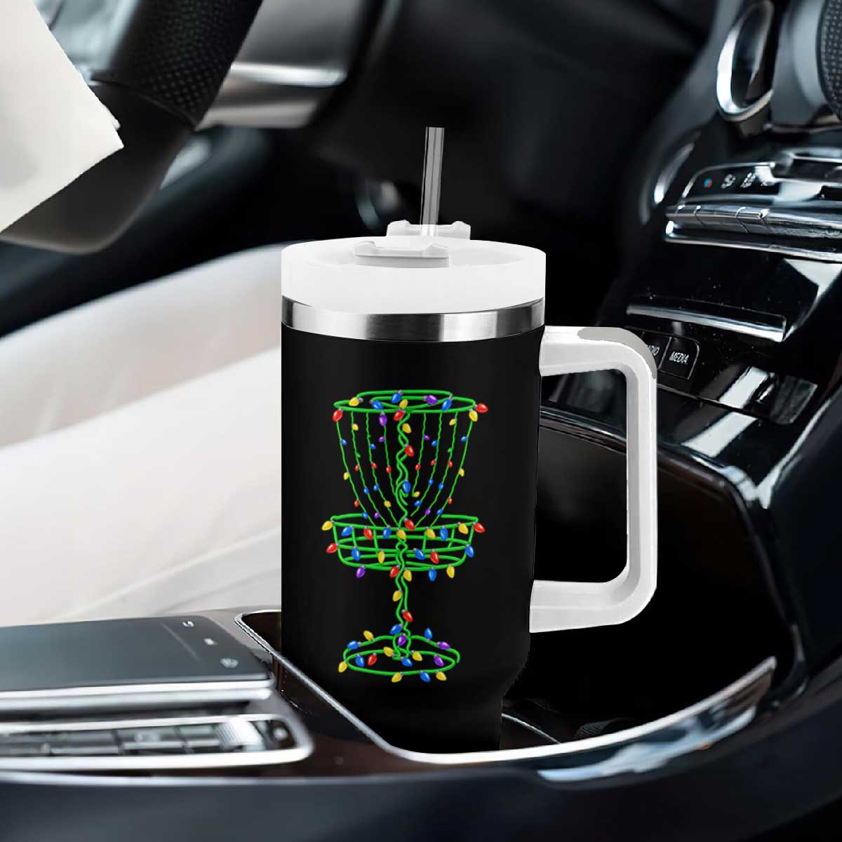 Christmas Disc Golf Basket Tumbler With Handle Frisbee Golfer Xmas Gift TS10 Print Your Wear