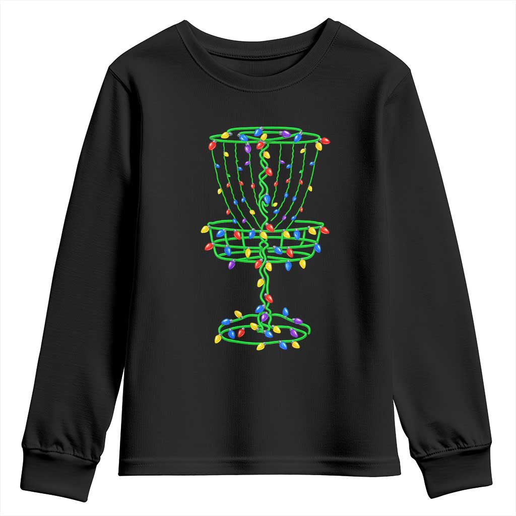 Christmas Disc Golf Basket Youth Sweatshirt Frisbee Golfer Xmas Gift TS10 Black Print Your Wear