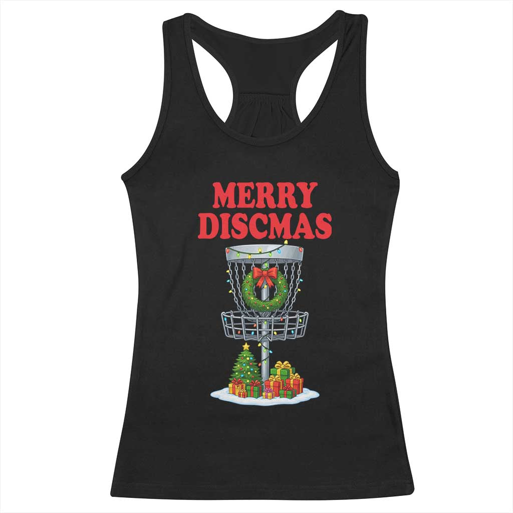 Christmas Disc Golf Racerback Tank Top Merry Discmas Golfers Frisbee Golfer Xmas Gift TS10 Black Print Your Wear