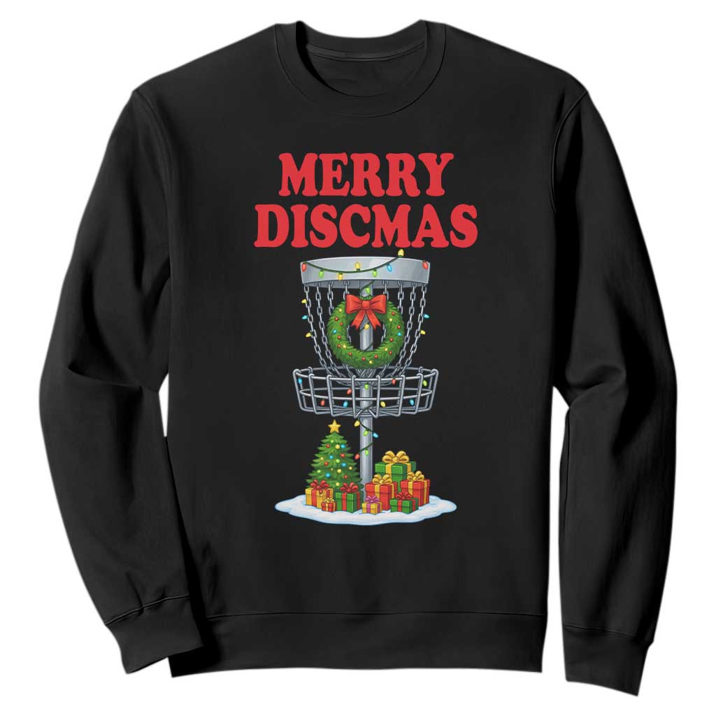 Christmas Disc Golf Sweatshirt Merry Discmas Golfers Frisbee Golfer Xmas Gift TS10 Black Print Your Wear