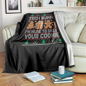 Funny Christmas Tech Support Throw Blanket Computer Programmer Gift Here To Delete Cookies Ugly Xmas TS10 Print Your Wear