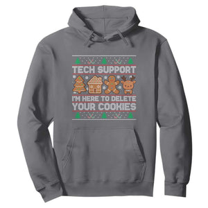 Funny Christmas Tech Support Hoodie Computer Programmer Gift Here To Delete Cookies Ugly Xmas TS10 Charcoal Print Your Wear